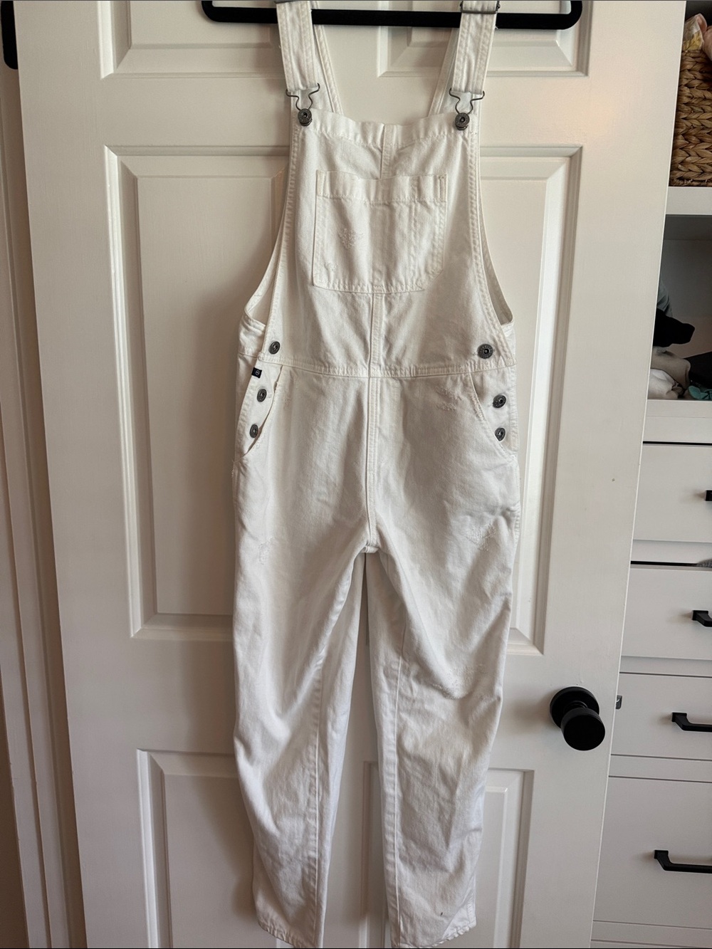 Ag Adriano Goldschmied White Denim Overalls